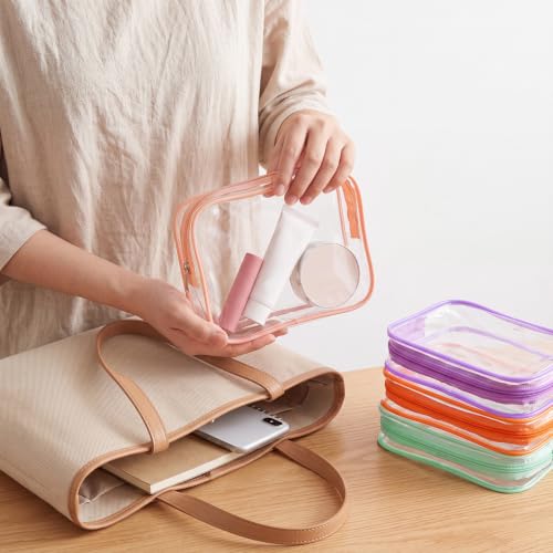 Sanwuta 100 Pcs Clear Makeup Bags Bulk, Toiletry Bag,Colorful - color: Colorful