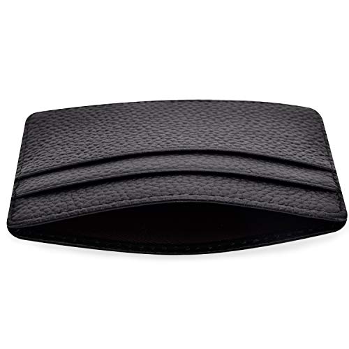 EASTNIGHTS Credit Card Holder Slim Wallet Leather Minimalist Wallet with ID Window - color: black