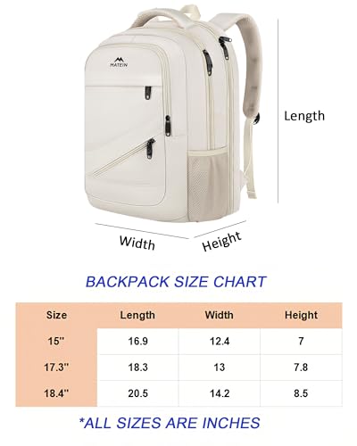 MATEIN Extra Large College Backpack for Women, Fits 18 Inch Laptop, Cream - color: Beige, size: 18 Inch