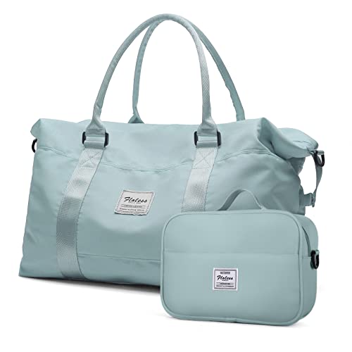 Travel Duffel Bag, Carry On Overnight Weekender Bags for Women - color: Light Blue, size: Large