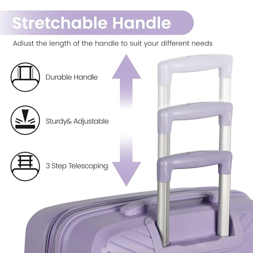 25" Checked Luggage Hardside Suitcase Expandable 20% - color: Lavender, size: Checked-Medium 25-Inch