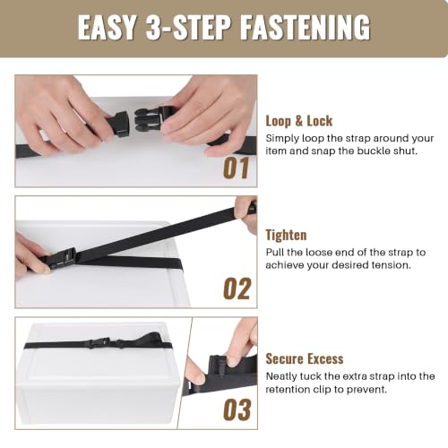 0.75”x48” Utility Straps with Buckle Quick Release Buckle Straps with Clips - size: 0.75” x 48”