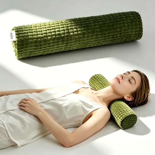 Cervical Pillow for Neck Pain, Memory Foam Neck Roll – Green - color: Green