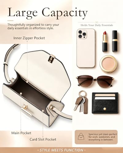 Women Satchel Bag Shoulder Handbag Top Handle Purse - color: Beige