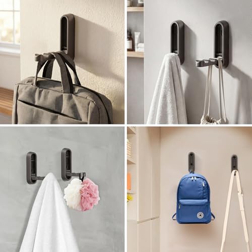 Dntorx Folding Wall Hooks, 2 Pack, Grey, Zinc Alloy, Heavy Duty Coat Hooks - color: Gray, size: 2 Pcs