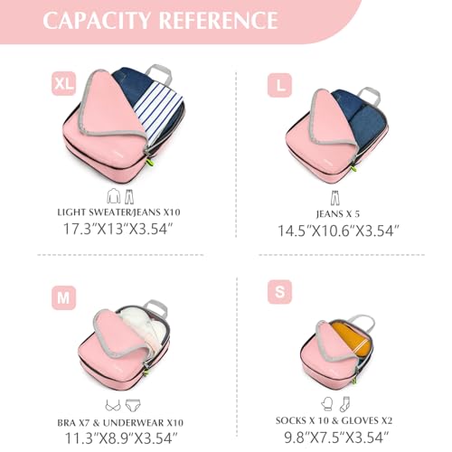 Gonex Compression Packing Cubes, 4-Piece Expandable Travel Organizers - color: 4-Pink, size: 4 Set
