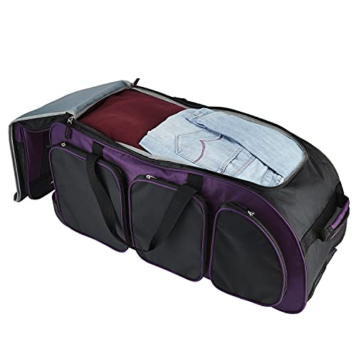 Travelers Club Xpedition 30 Inch Multi-Pocket Upright Rolling Duffel Bag - color: Purple