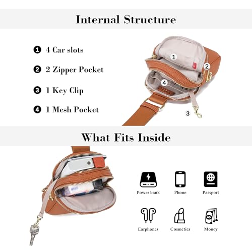 INICAT Anti Theft Crossbody Bag for Women, Small Sling Purse - color: Brown, size: Large