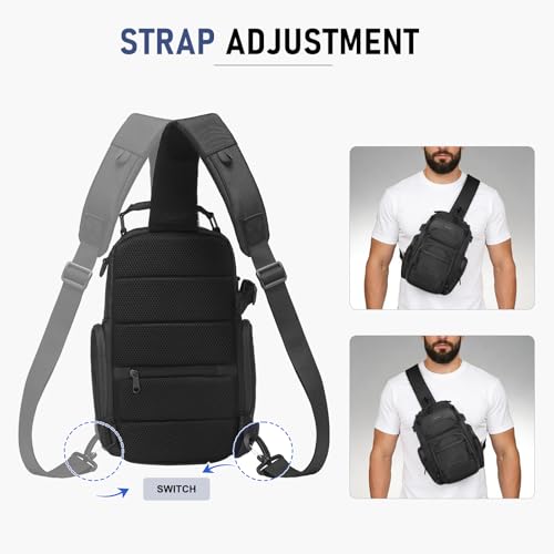 Sling Bag for Men Travel Crossbody Bag Men Casual Chest Pack - color: Black