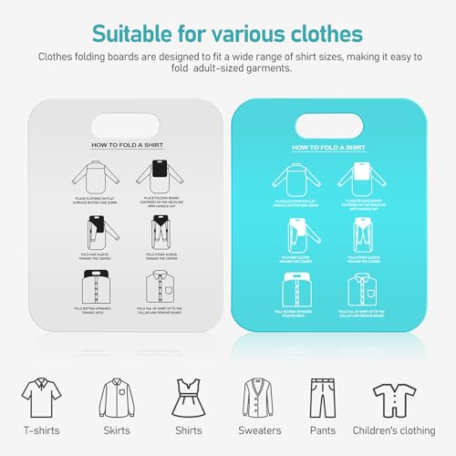 2Pcs Shirt Folder Boards, Plastic Clothes Folding Boards T Shirt Organizer Clothes Sweaters Folding Tools for Home, Travel, Retail Stores (Adults Size)