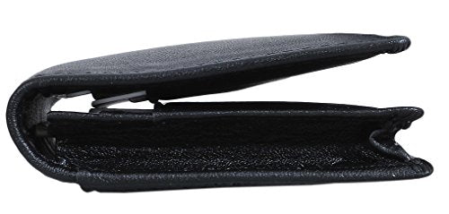 Easyoulife RFID Mens Slim Front Pocket Wallet Genuine Leather Bifold ID/Credit Card Holder - color: Black