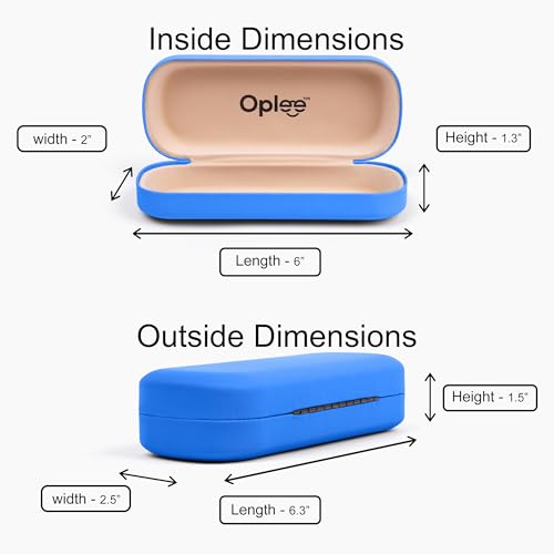 Oplee™ Hard Shell Eyeglass Case with Grey Microfiber Cloth - color: Blue