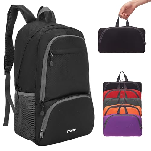 30L Hiking Backpack Lightweight Day Packs, Packable Backpack for Women Men - color: E-black