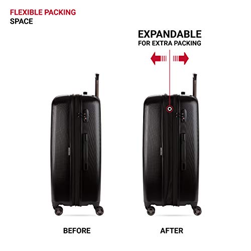 SwissGear 7272 Energie Expandable Hardside Trunk Luggage with Spinner Wheels and TSA Lock, Black, 2-Piece Trunk Set (19/29) - color: Black, size: 2-Piece Trunk Set (19/29)