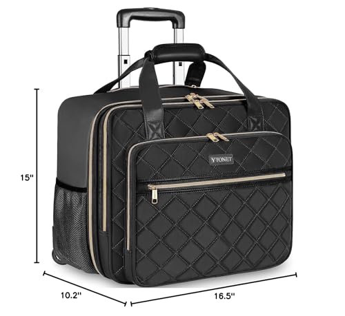 Ytonet Rolling Laptop Bag Women, 17.3 Inch Rolling Briefcase for Women - color: Black, size: Large