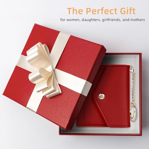 Gostwo Womens Wallet RFID Blocking Small Wallets Woman Credit Card Holder Trifold Ladies Wallets with Coins Zipper Pocket - color: Red