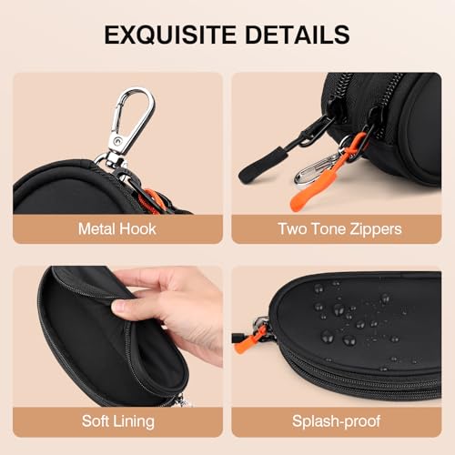 Marvolia Double Glasses Case Large Soft Eyeglass Case for Women Men - color: Black