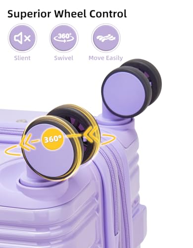 LARVENDER Carry On Luggage 22x14x9 Airline Approved, Suitcases with Wheels - color: Lavender 1