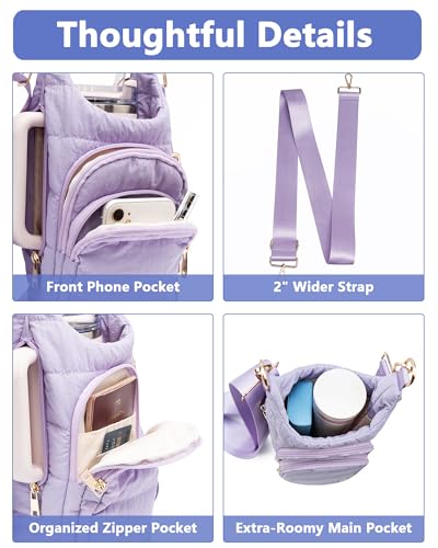 Water Bottle Holder with Strap 30/32 oz, Crossbody Water Bottle Carrier Bag - color: Purple