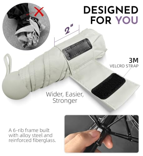 Umbrella Travel Size Mini Umbrella with UPF 100+ UV Rain Protection - color: White