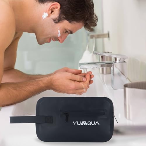 YUMQUA Mens Waterproof Toiletry Bag Dopp Kit for Travel Sport Gym Bathroom - color: Black