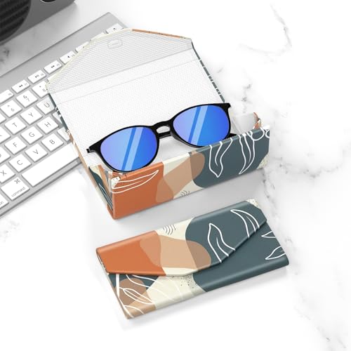 Sunglasses Case, Foldable Glasses Case, Magnetic Hard Shell Folding Holder - color: Boho Leaf, style: 2 Pcs