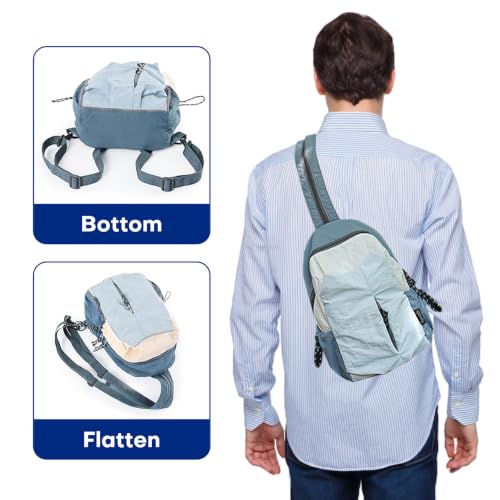 Convertible Crossbody Sling Purse – Lightweight Anti-Theft Daypack (Blue-Gray) - color: Grey