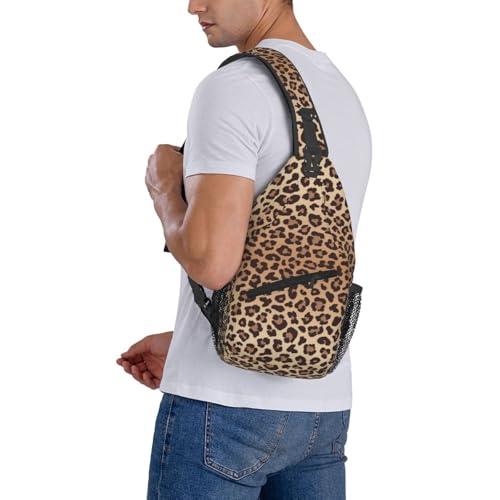 Leopard Print Crossbody Sling Bags for Women Men Brown Leopard Spot Pattern Wildlife Animal Skin Travel Sling Backpack Casual Chest Shoulder Bag Cute Cheetah Print Gym Sports Hiking Daypack - color: Brown