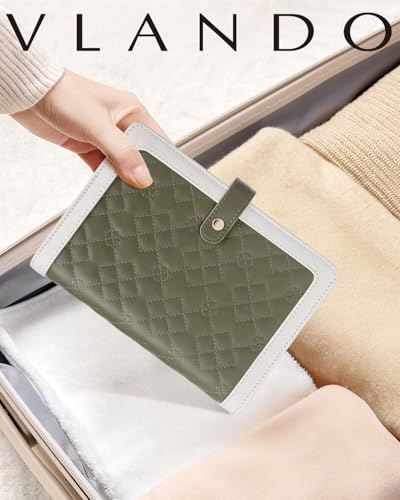 VLANDO Jewelry Organizer,Loose-Leaf with Clear Velvet Pouches,Olive Green - color: 03.Olive Green