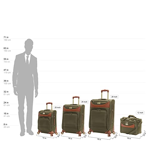 Pathfinder 24 Inch Luggage with Spinner Wheels Softside Expandable Medium Suitcase - color: Olive, size: 24-Inch Suitcase