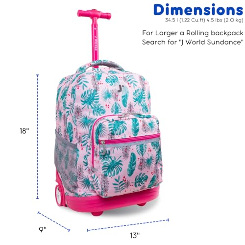 J World New York Sunrise Rolling Backpack Backpack, PALM LEAVES - color: Palm Leaves