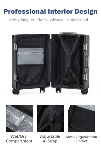 HotWay 24 Inch Checked Zipperless Luggage with Cup Holder,Grey - color: Gray (PC+Aluminum), size: Checked in 24inch