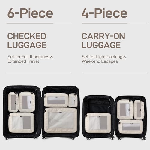 EPICKA TripCozy Compression Packing Cubes, 6 Set, Beige - color: Beige, size: Set of 6