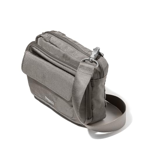 Baggallini womens Modern Double Zip Crossbody - color: Sterling Shimmer