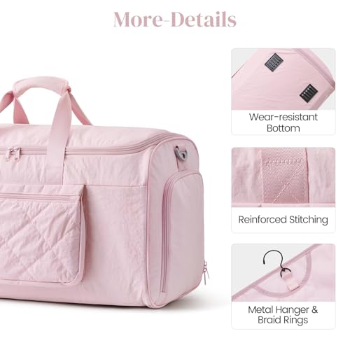 S-ZONE Garment Duffle Bags Travel Carry on Overnight Weekender Men Women - color: Pink