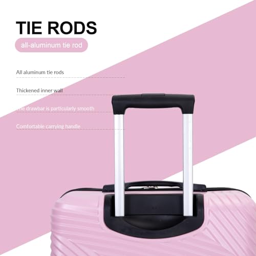 Tripcomp Luggage Sets 3 Piece, Hardside PC ABS Suitcase Set with Spinner Wheels, Lightweight Travel Carry-on and Checked Luggage, 3-Piece Set(20/24/28), Sakura Pink - color: Sakura Pink, size: 3 piece set