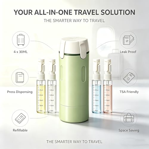 4 in 1 Travel Dispenser Bottle,30ML Refillable Toiletries Container(1White) - color: White