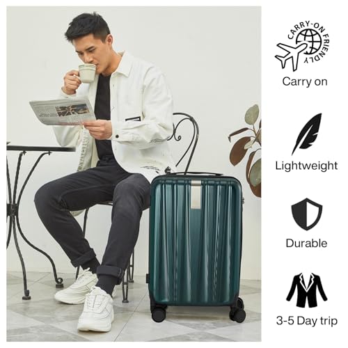 Hanke Luggage Sets 3 piece Carry On Luggage with Wheels PC Hard Shell Suitcases Lightweight Checked Travel Luggage Large Travel Suitcase Woman Men 20/24/29 Inch(Blackish Green) - color: Blackish Green, size: 3 Pc Set(20/24/29)