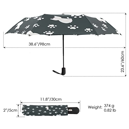 Automatic Auto Open Close Compact Printed Travel Umbrella for Rain Water-Resistant Mini Small Size Lightweight Folding Umbrella - color: Cat Claw