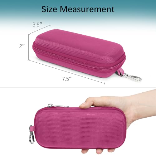 Double Eyeglasses Case for Dual Sunglasses, Hard Shell with Zipper - color: Hot Pink