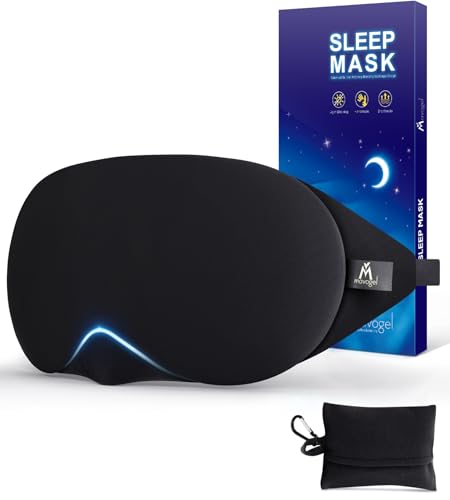 Mavogel Cotton Sleep Eye Mask, Light Blocking with Adjustable Nose Bridge - color: Black