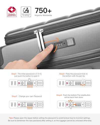 20IN Top-Opening Expandable Carry On Luggage-Grey - color: Ultimate Gray, size: 20 IN