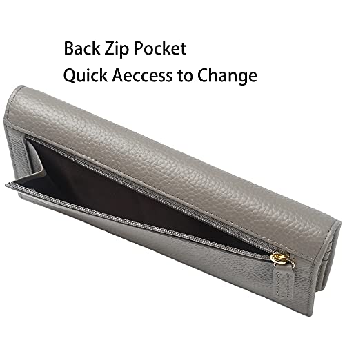 Lavemi Ultra Slim Thin Leather Women Wallet RFID Blocking Credit Card Holder Bifold Long Ladies Billfold - color: 2- Gray