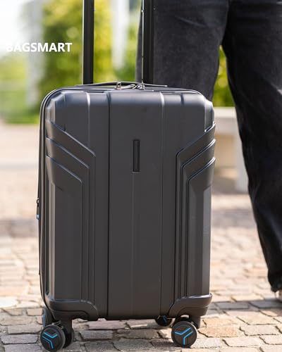 BAGSMART Expandable Carry On Luggage 22x14x9 Airline Approved, Black | Spinner Wheels, TSA Lock, Lightweight Hard Shell, Suitcase,22x14x9 Airline Approved - color: Black, size: Expandable Carry On 20 Inch