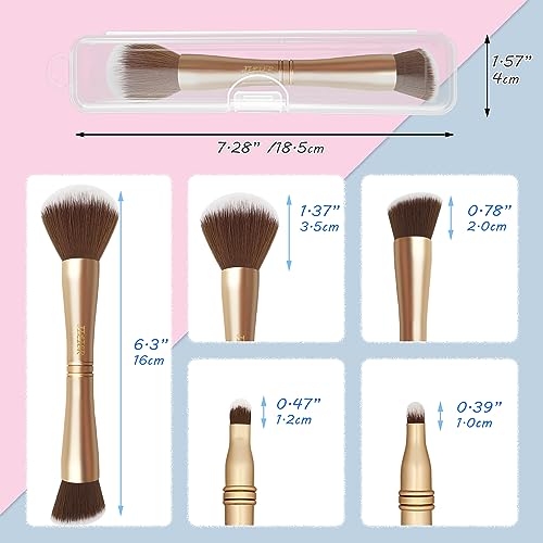 4 in 1 Makeup Brush Set, Travel Makeup Brushes with Case, Foundation Brush/Blush Brush, Eyeshadow Powder Brush,Concealer Brush (gold-plastic case) - style: gold-plastic case