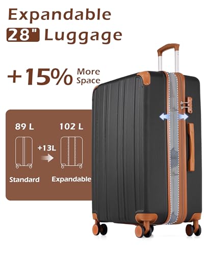 Coolife Luggage, Lightweight and Durable Hardshell, 28 in, apricot black - color: apricot black, size: L(28in)