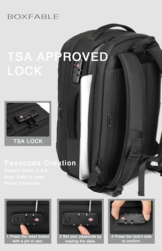 45L Travel Backpack with Vacuum Compression System Fits 16" Laptop | Expandable Carry On Backpack with Pump, Water Resistant, TSA Lock, Vacuum Backpack for Travel & Business - color: Black B