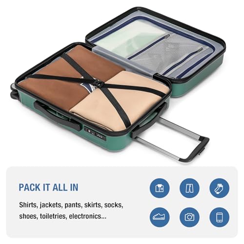 Carry On Luggage 22x14x9 Airline Approved,Hardshell Suitcase,20 Inch,Green - color: Green