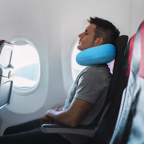 Travel Pillow, Memory Foam Airplane Pillow, Lake Blue - color: Lake Blue