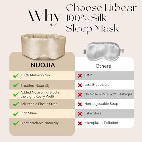 Silk Sleep Eye Mask & Hairband Set for Side Sleeper Women Men(Khaki) - color: Khaki